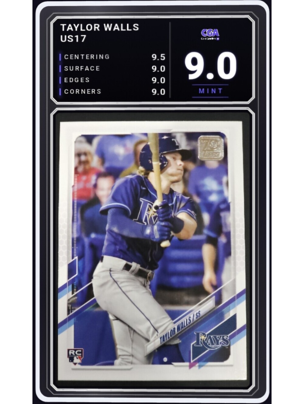 2021 Topps Update #US17 Taylor Walls RC Tampa Bay Rays - CGA 9.0 Digital Grade